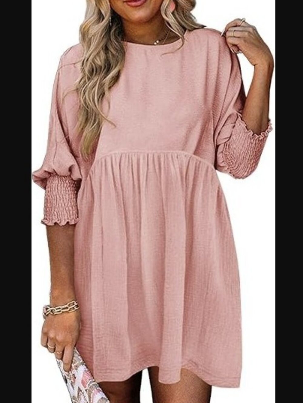 Light pink flowy boho mini dress